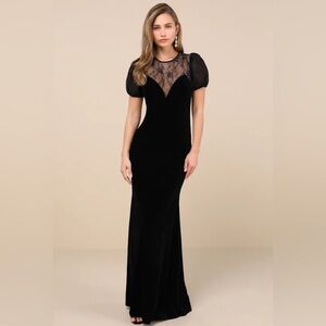 Lulu's Black Puff Sleeve Dress